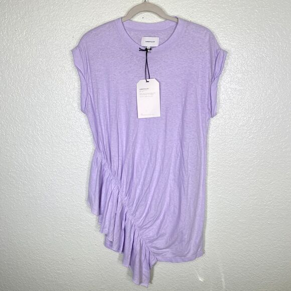 Current Elliott Dress Womens Extra Small Linen Lilac Pastel Asymmetrical Ruffle - Picture 1 of 9